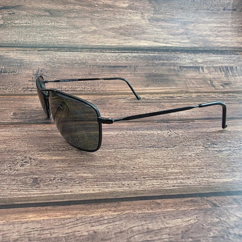 Giorgio Armani 661 706 135 Black Metal Rectangular Sunglasses Made in Italy